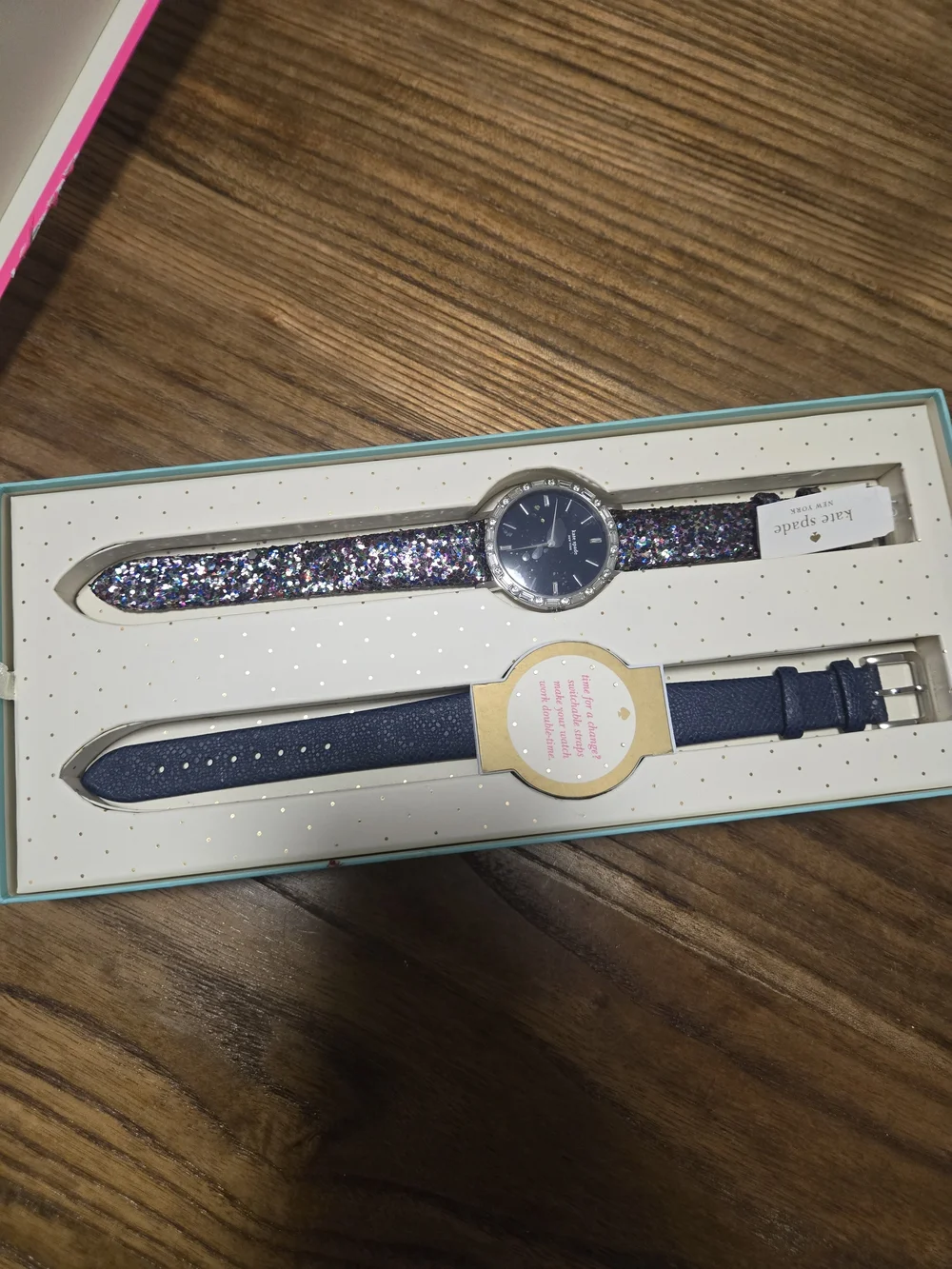 kate spade Women's Floral Glitter Interchangeable Strap Watch - Black Dial